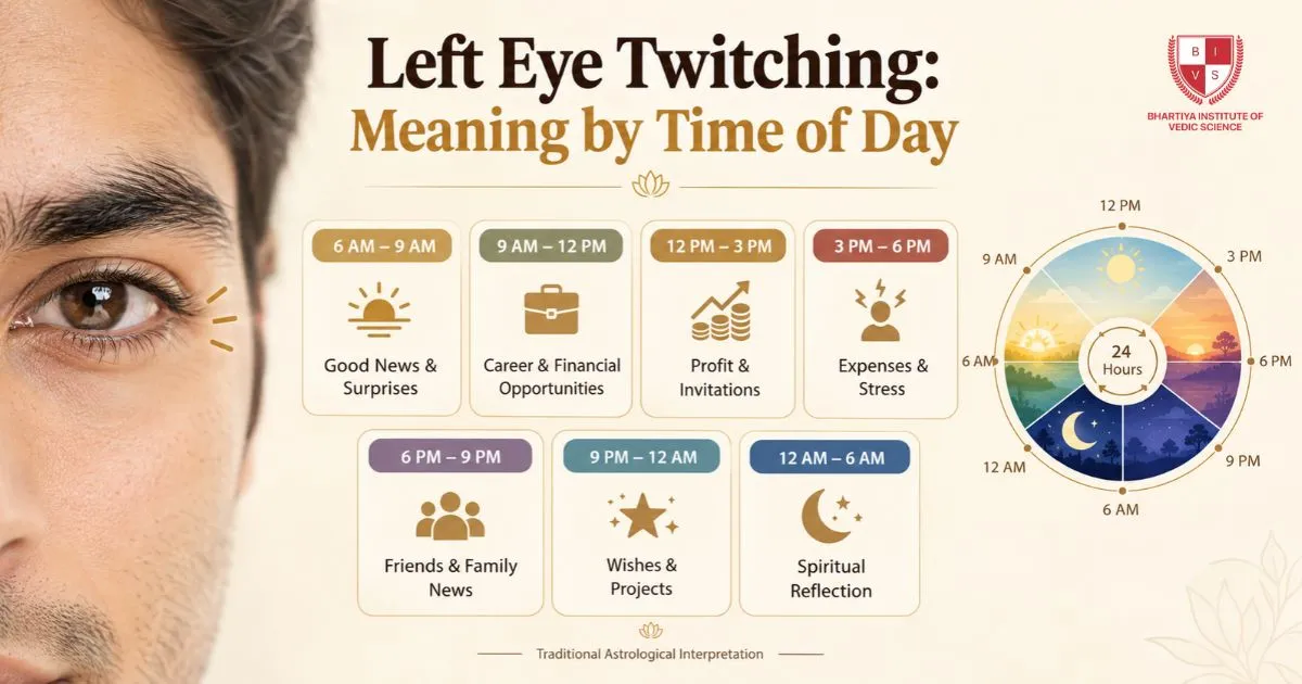 Left Eye Twitching Meaning by Time of Day